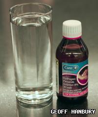 Solution of hydrogen peroxide used to kill fungus gnats
